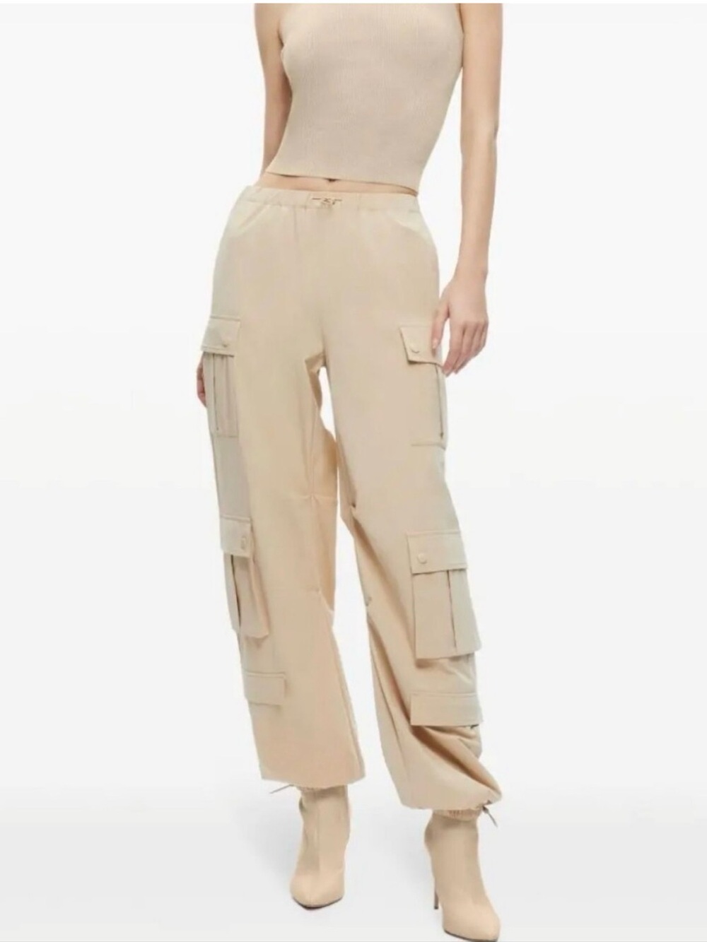 Alice + Olivia Women's Beige jogger Leg Cargo Pants